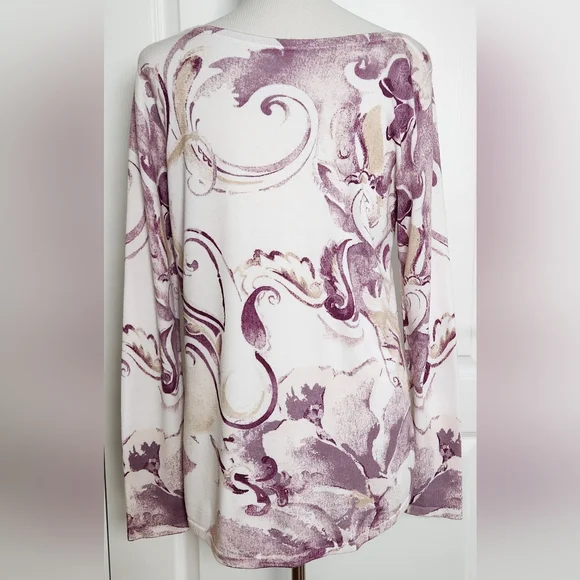 Chicos Purple Swirl Sweater Womens Medium Art To Wear Casual Rayon Blend - Picture 4 of 8